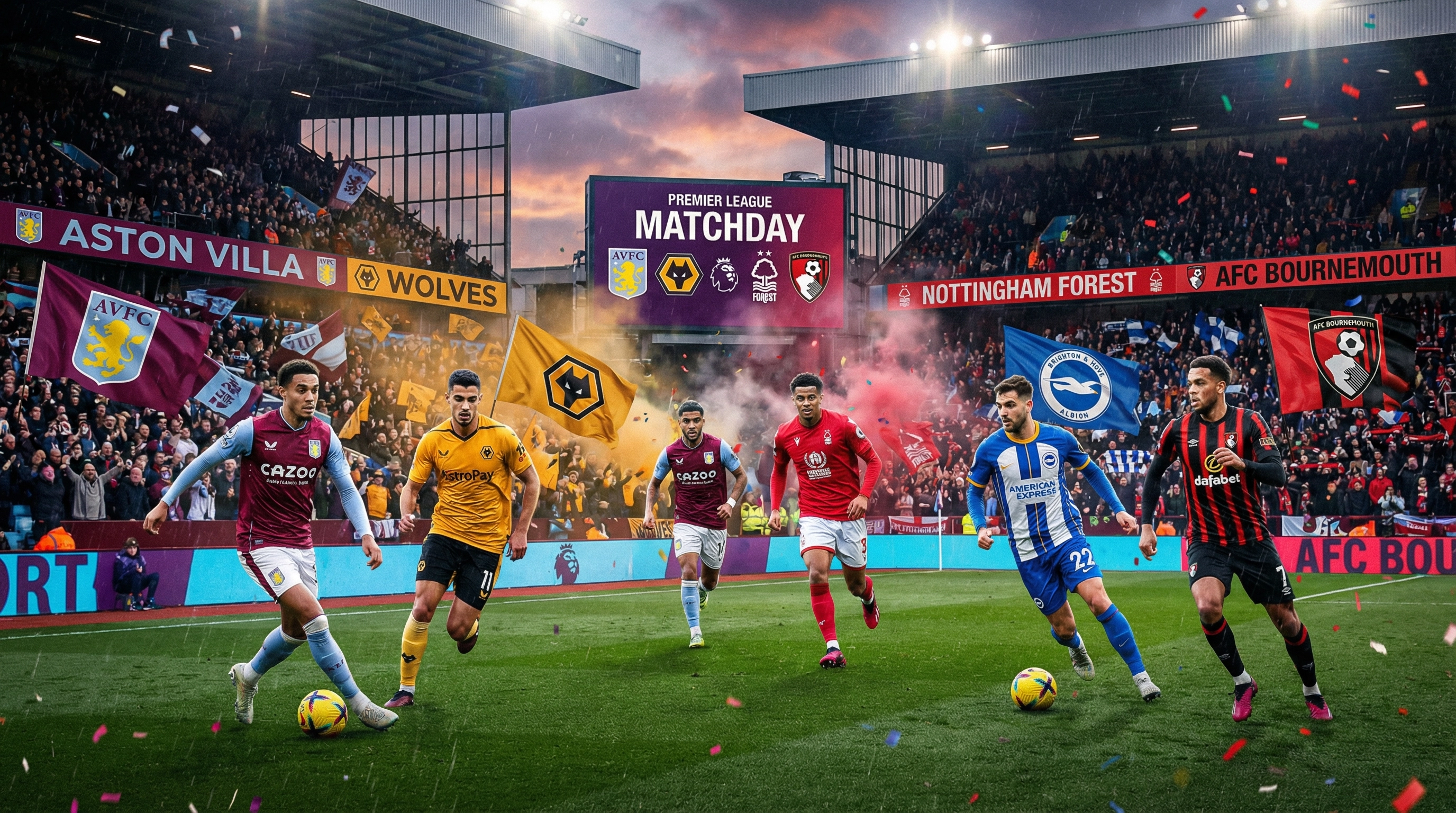 Aston Villa、Wolverhampton Wanderers、Nottingham Forest、Brighton、Hove Albion、AFC Bournemouth