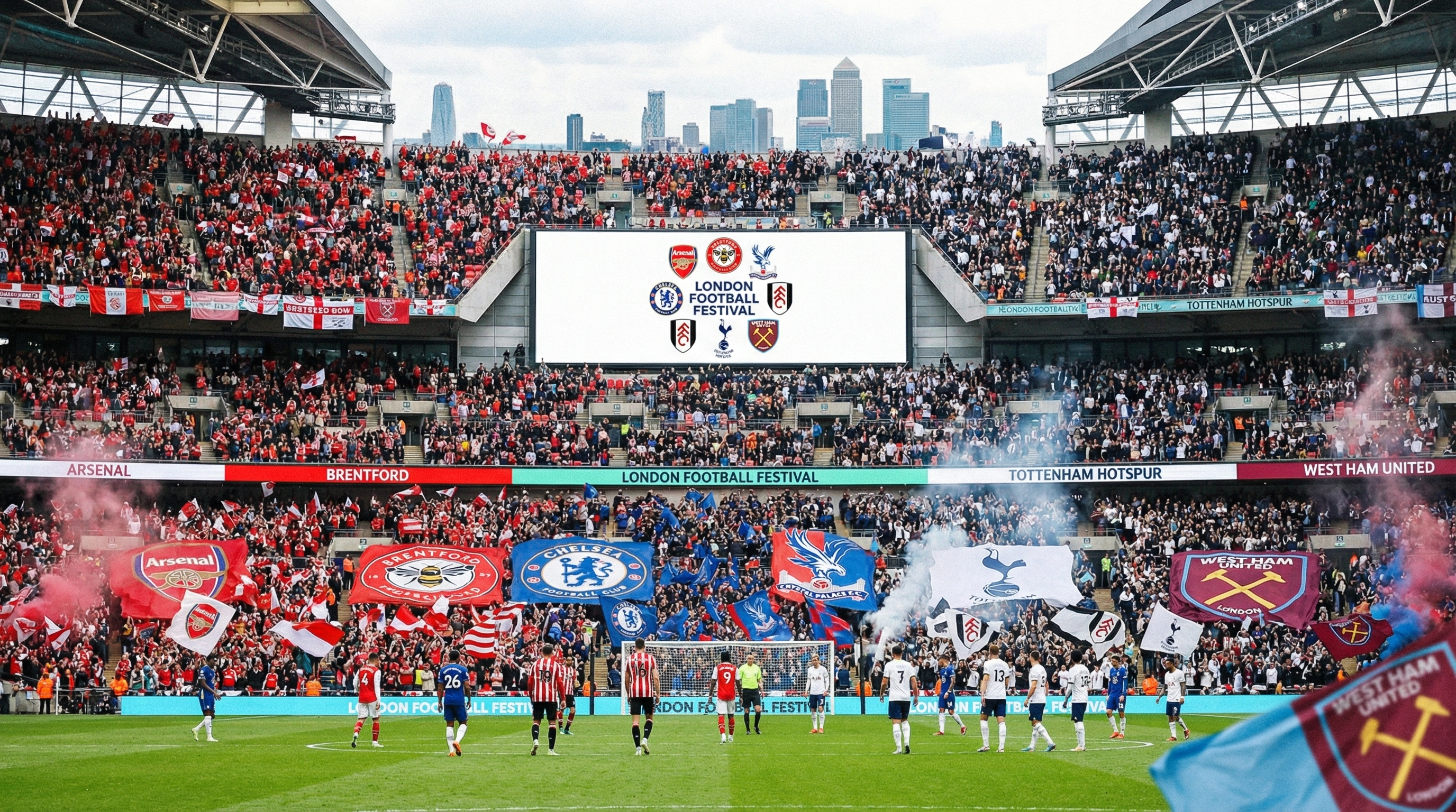 「 大倫敦地區 」一共有 7 支球隊:Arsenal、Brentford、Chelsea、Crystal Palace、Fulham、Tottenham Hotspur、West Ham United